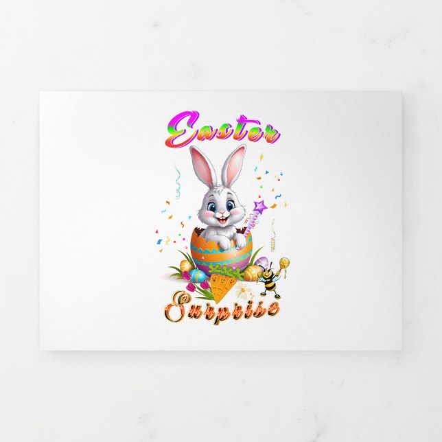 Easter Surprise Tri-Fold Holiday Card (Cover)
