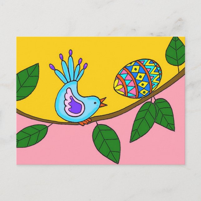 Easter Surprise Ukrainian Folk Art Holiday Postcard (Front)