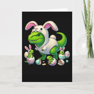 Easter T-rex Bunny Ears Funny Dinosaur Costume Kid Card
