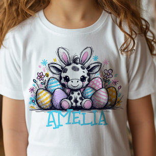 Easter T-Shirt Custom Name Girls Giraffe Bunny