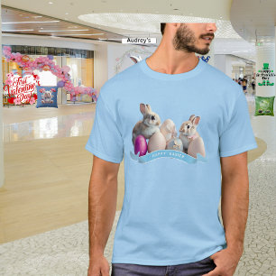 Easter T-Shirt Two Rabbits & Easter Eggs