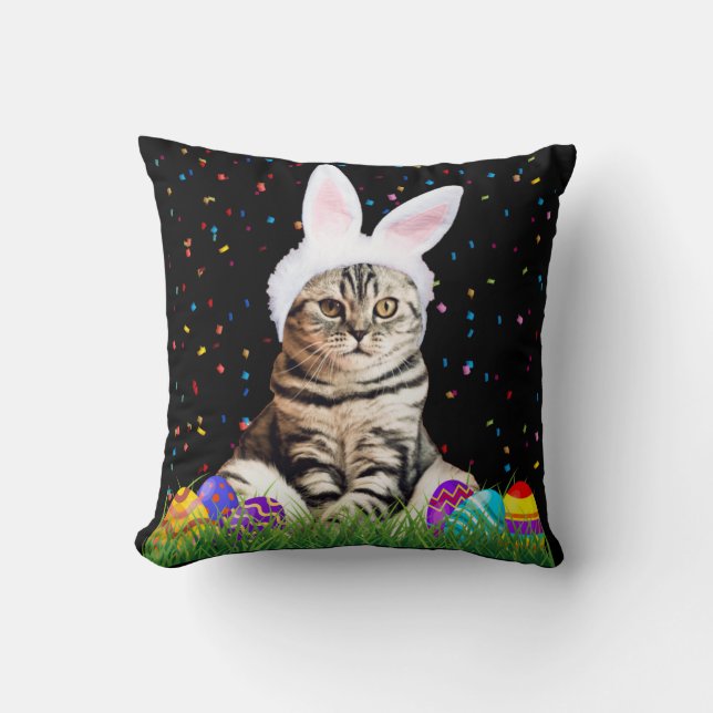 Easter Tabby Cat Cushion (Front)