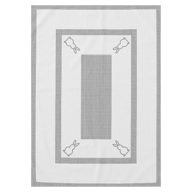 Easter tablecloth 60x84", chequered, dots, rabbit (Front)