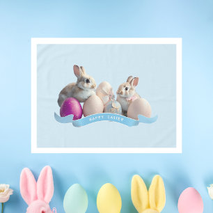 Easter Tablecloth Two Rabbits & Easter Eggs