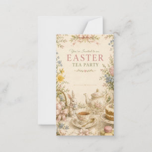 Easter Tea Party Invitation, Vintage Floral Card