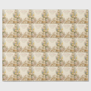 Easter Tea Party , Vintage Floral Celebration Wrapping Paper