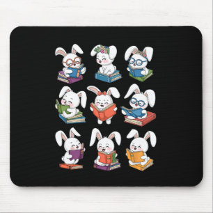 Easter Teacher Cute Bunny Reding Books Librarian B Mouse Pad