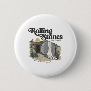 Easter The Stone Was Rolled Away He Is Alive Retro 6 Cm Round Badge