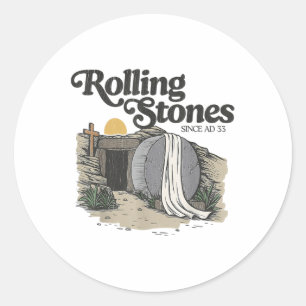 Easter The Stone Was Rolled Away He Is Alive Retro Classic Round Sticker