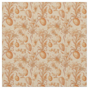 Easter Toile de Jouy Eggs and Tulips Pattern Fabric