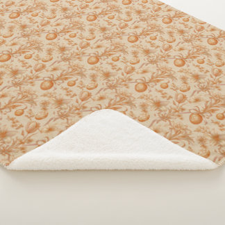 Easter Toile de Jouy Eggs and Tulips Pattern Sherpa Blanket