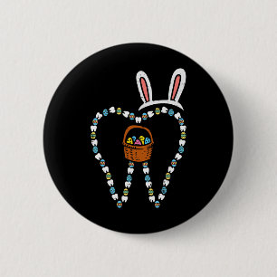 Easter Tooth Bunny Ears Cute Teeth Dentist Dental 6 Cm Round Badge