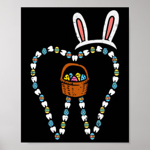 Easter Tooth Bunny Ears Cute Teeth Dentist Dental Poster
