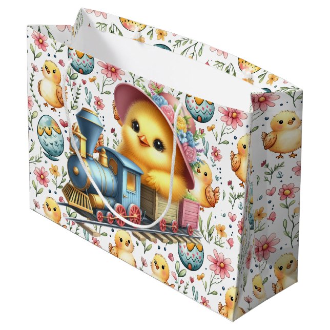 Easter Train Chick Gift Bag (Back Angled)