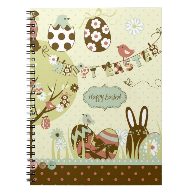Easter tree and a Clothesline with Letters Notebook (Front)