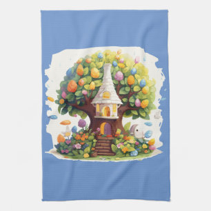 Easter tree tea towel
