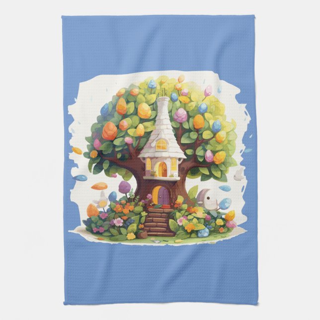 Easter tree tea towel (Vertical)