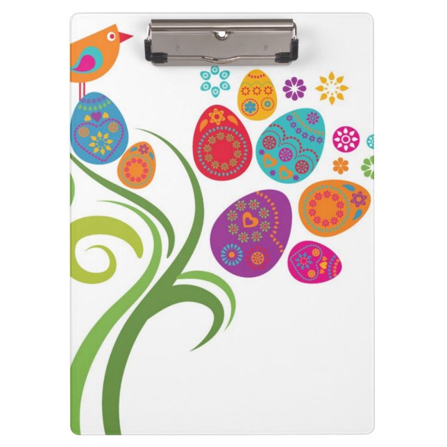 Easter tree with coloured eggs and flowers clipboard (Front)