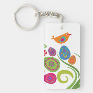 Easter tree with coloured eggs and flowers key ring