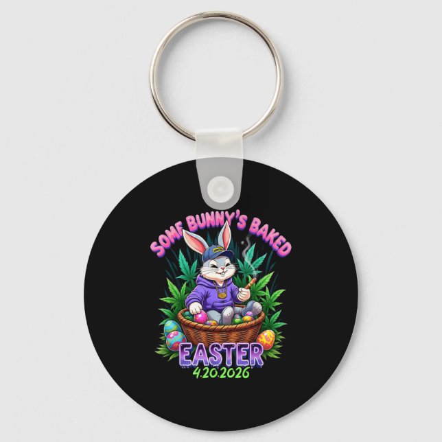 Easter trendy funny bunny  key ring (Front)