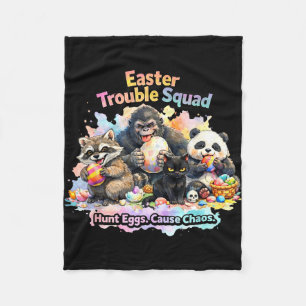 Easter trouble squad funny animal easter egg hunt fleece blanket