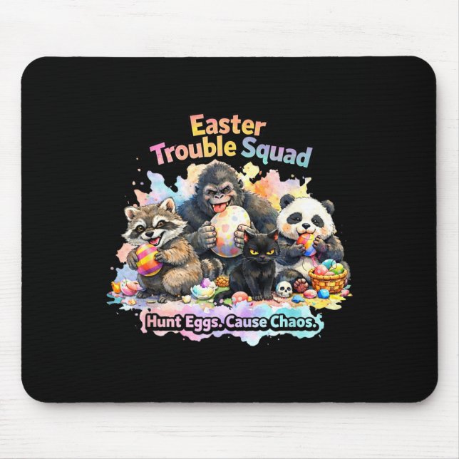 Easter trouble squad funny animal easter egg hunt mouse pad (Front)