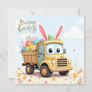 Easter Truck Delivery of Eggs Holiday Card