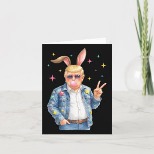 Easter Trump Bunny Blowing Bubble Sungles Peace Si Card
