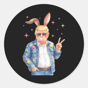 Easter Trump Bunny Blowing Bubble Sungles Peace Si Classic Round Sticker
