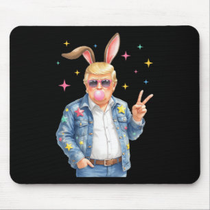 Easter Trump Bunny Blowing Bubble Sungles Peace Si Mouse Pad