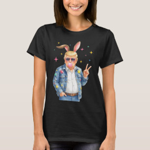 Easter Trump Bunny Blowing Bubble Sungles Peace Si T-Shirt