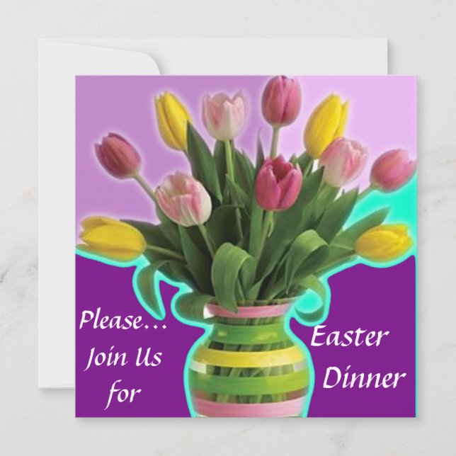Easter Tulips Dinner Invitation (Front)