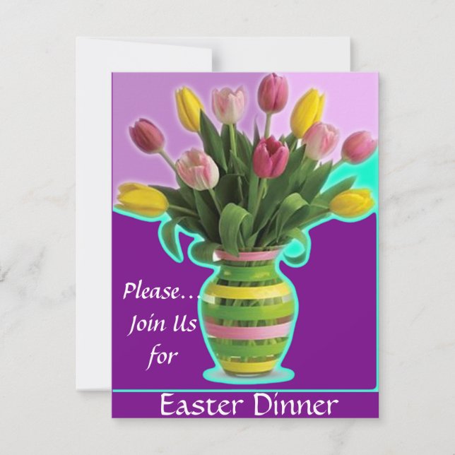 Easter Tulips Dinner Invitation (Front)
