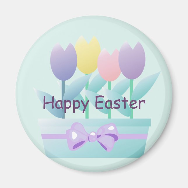 Easter Tulips Happy Easter Spring Magnet (Front)