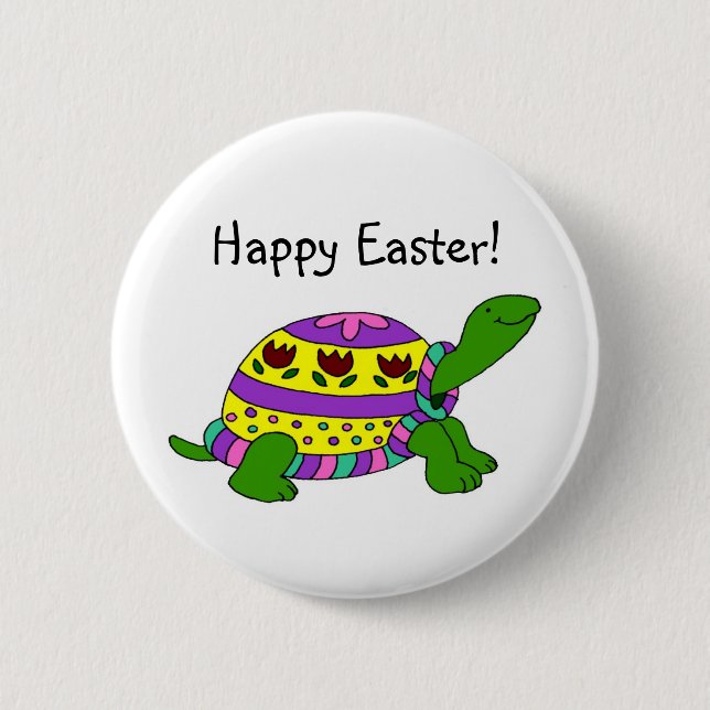 Easter turtle 6 cm round badge (Front)