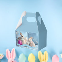 Easter Two Rabbits & Easter Eggs Favour Box