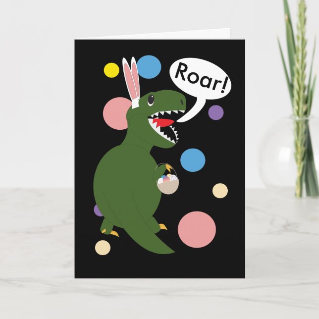 Easter Tyrannosaur Rex Bunny Rabbit Ears Custom Holiday Card (Front)
