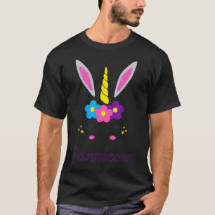 Easter Unicorn Bunny Cute Girl Flowers Ears Horn B T-Shirt