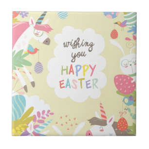 easter unicorn ceramic tile
