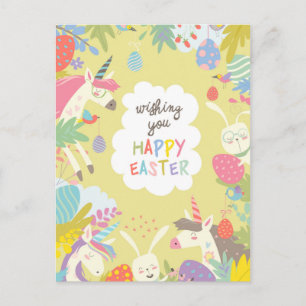 easter unicorn holiday postcard