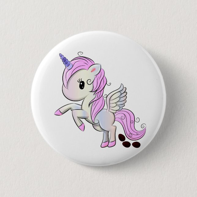 Easter Unicorn Pegasus Chocolate Egg Poop 6 Cm Round Badge (Front)
