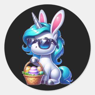 Easter Unicorn Shirt With Eggs Happy Easter Boys G Classic Round Sticker