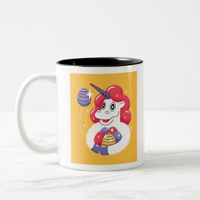 Easter Unicorn Two-Tone Coffee Mug (Left)
