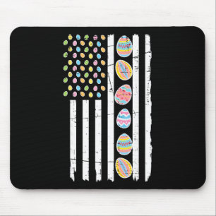 Easter Us American Flag Eggs Vintage Patriot Men W Mouse Pad