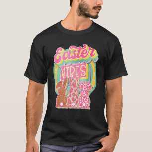Easter Vibes Bunnies Retro Vintage Western Leopard T-Shirt