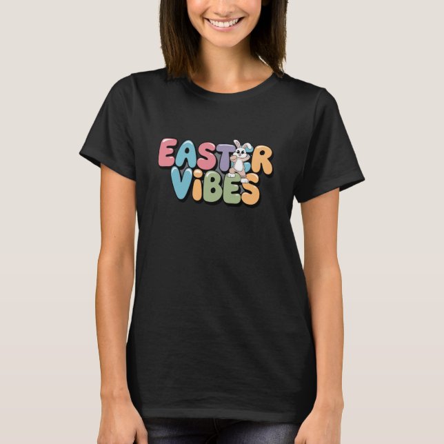 Easter Vibes Dabbing Bunny Funny T-Shirt (Front)