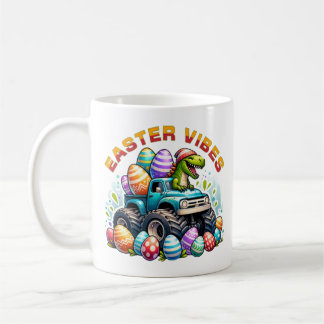 Easter Vibes Dino on Monster Truck with Easter Egg Coffee Mug