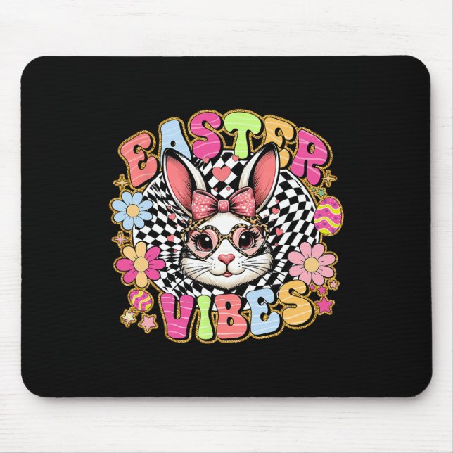 Easter Vibes Floral Bunny Rabbit Egg Coquette Bow  Mouse Pad (Front)