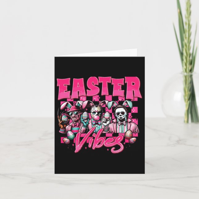 Easter Vibes Funny Easter Horror Characters Family Card (Front)