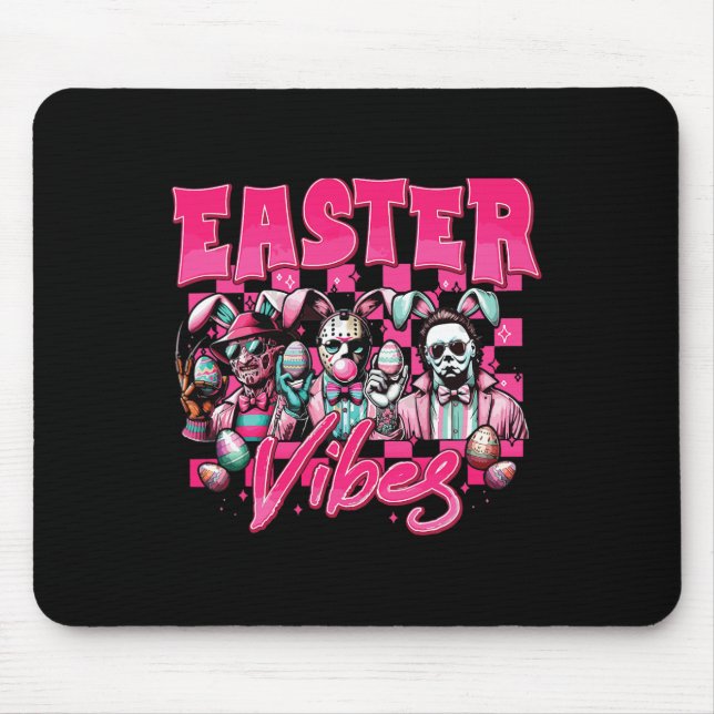 Easter Vibes Funny Easter Horror Characters Family Mouse Pad (Front)